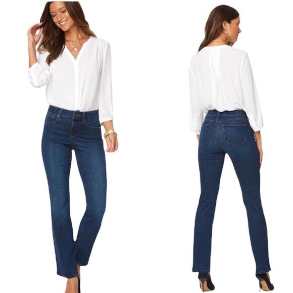 NYDJ Jeans Marilyn Straight Leg Slimming Mid Rise Medium Blue Women’s Size 10 - Picture 1 of 9